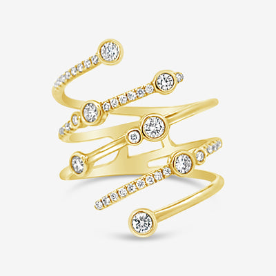 five row diamond spiral ring