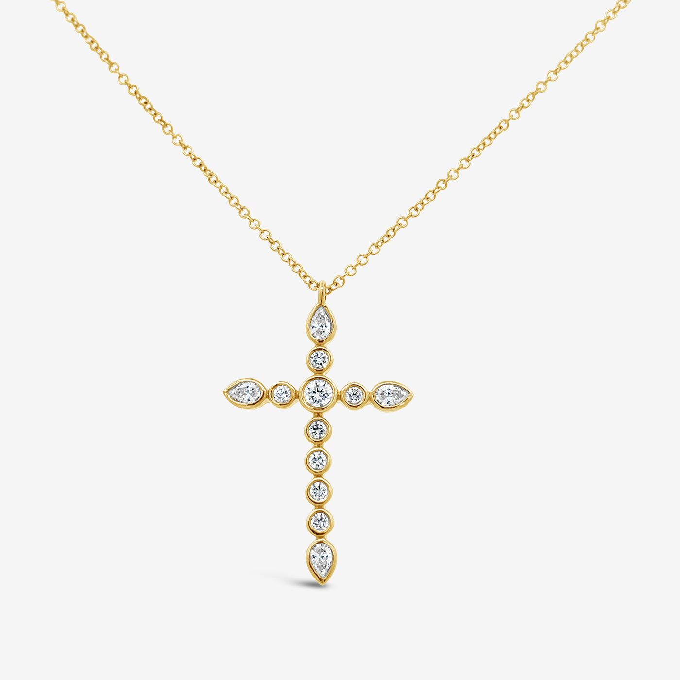 bezel set diamond cross necklace