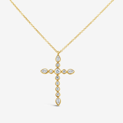 bezel set diamond cross necklace