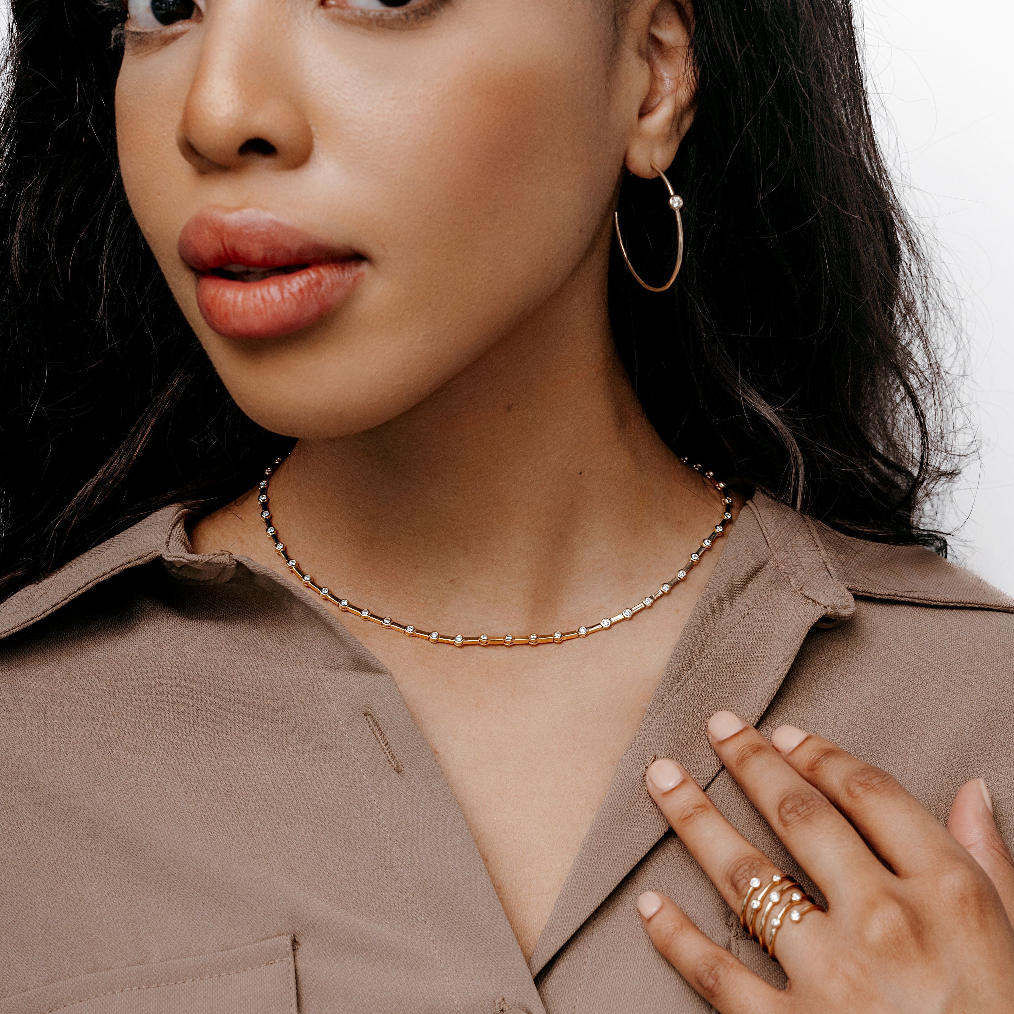 diamond and gold bar necklace