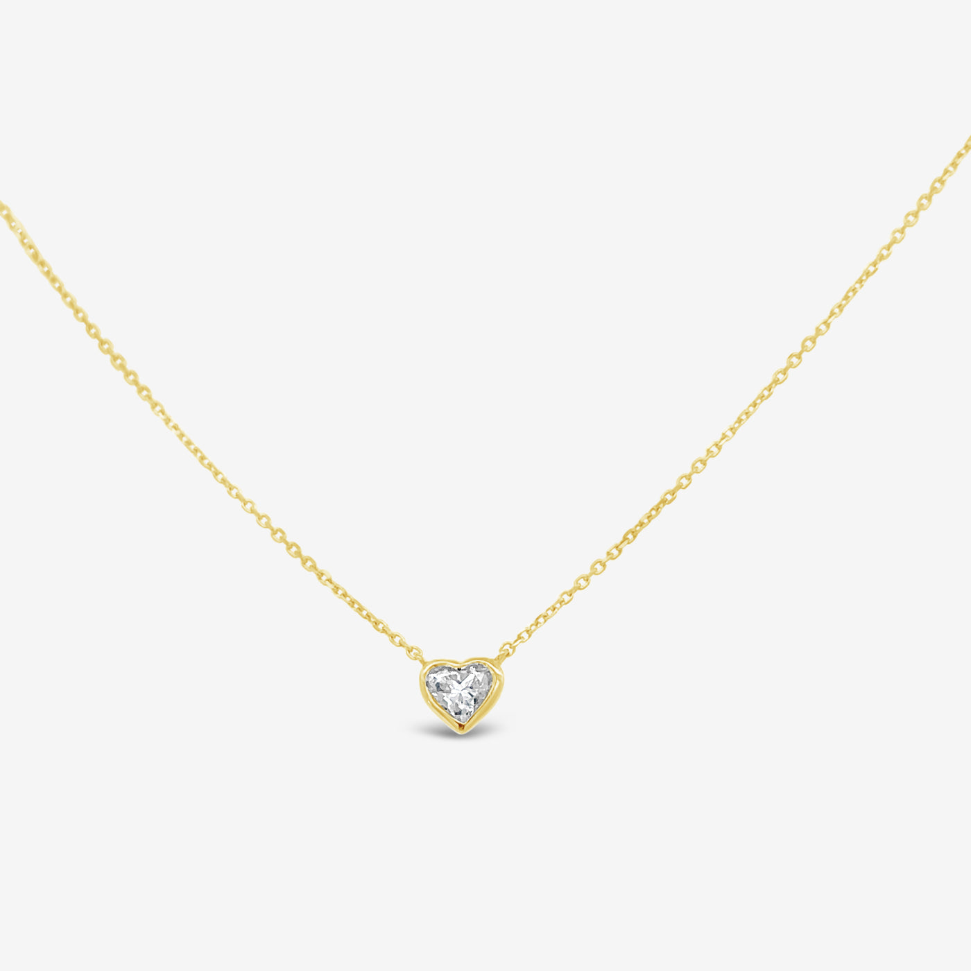 Bezel Set Heart Shaped Diamond Necklace