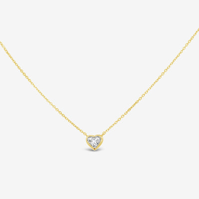 Bezel Set Heart Shaped Diamond Necklace