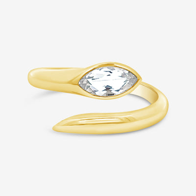 marquise shaped white topaz wrap ring