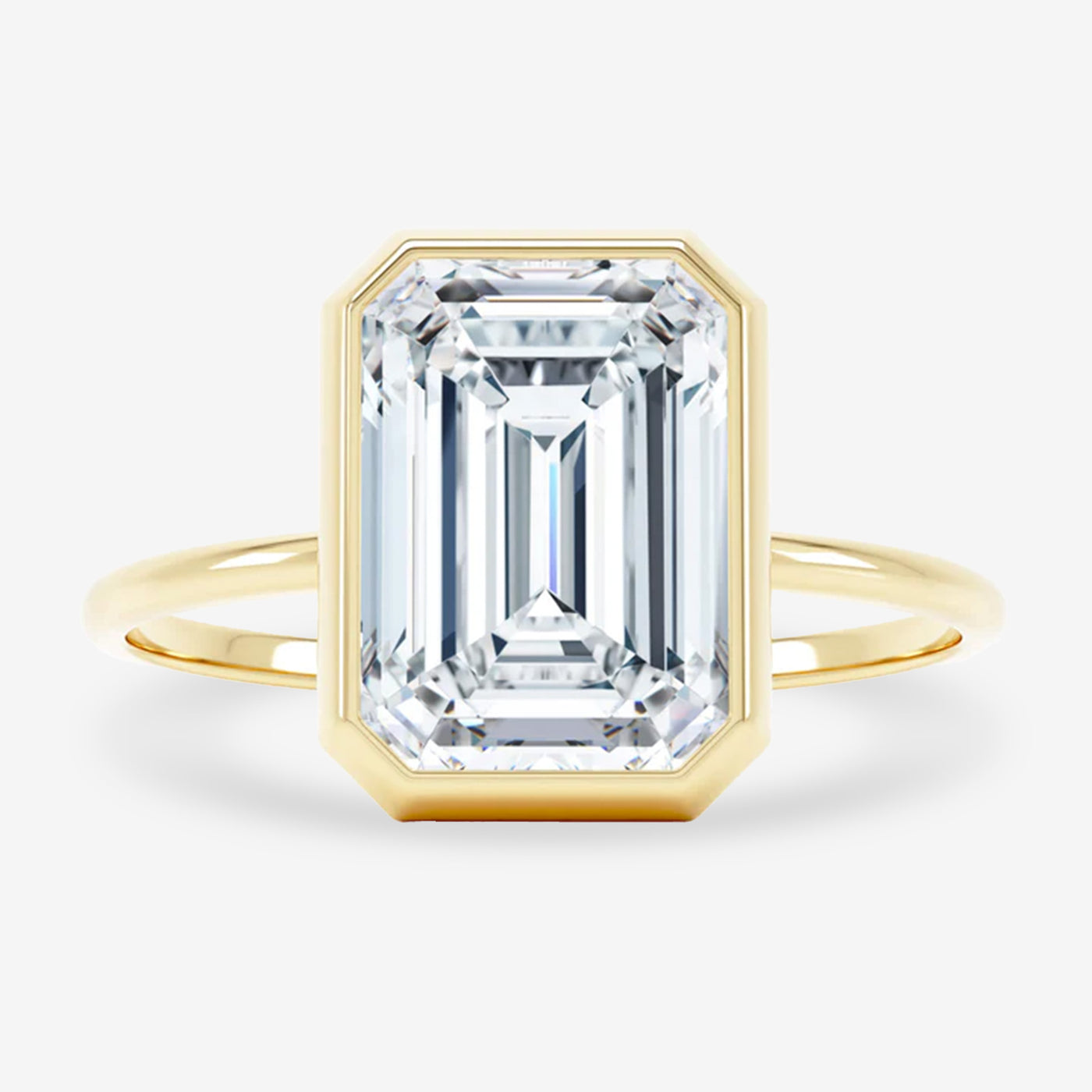 Bezel Solitaire - Emerald Cut Engagement Ring