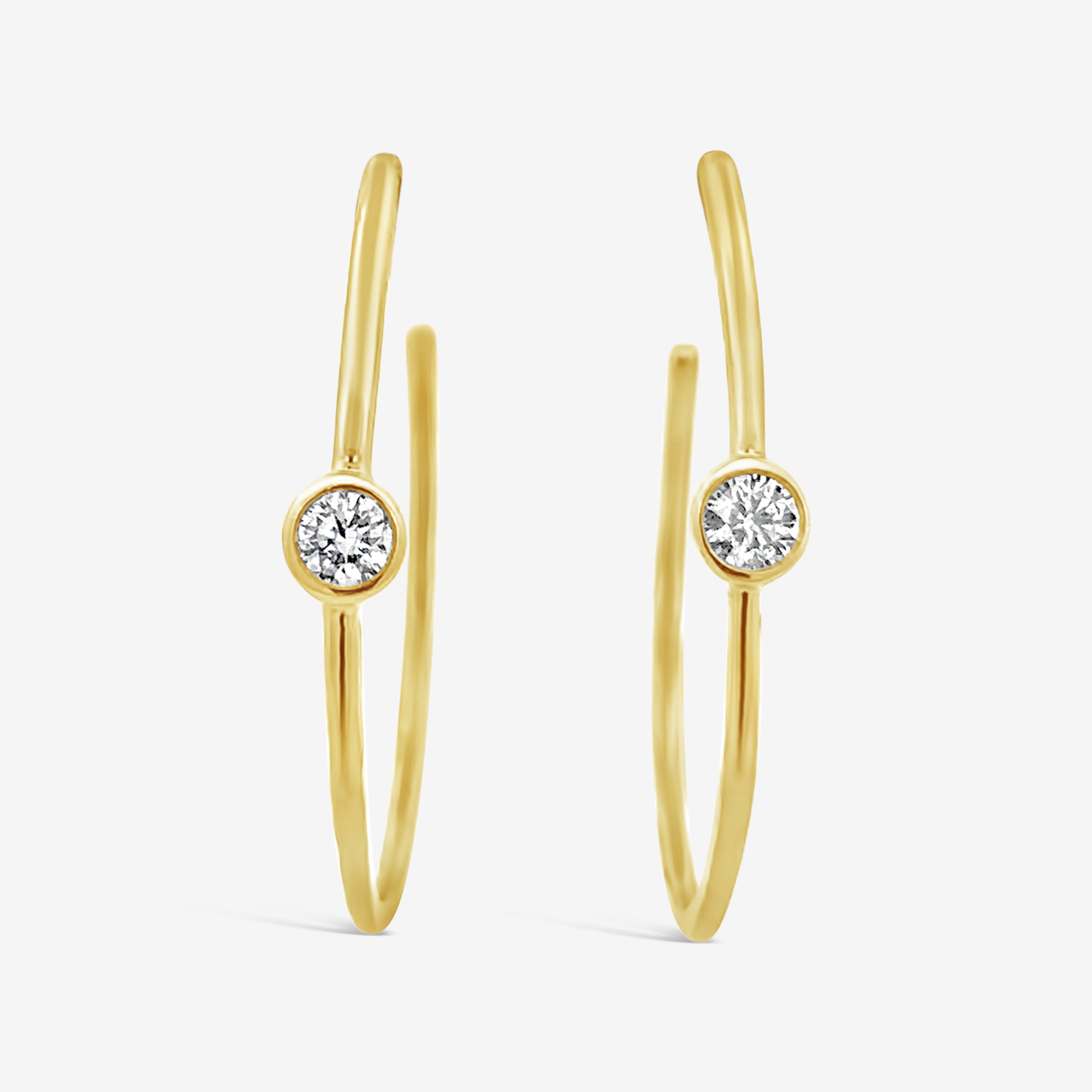 round cut diamond and gold hoop earrings