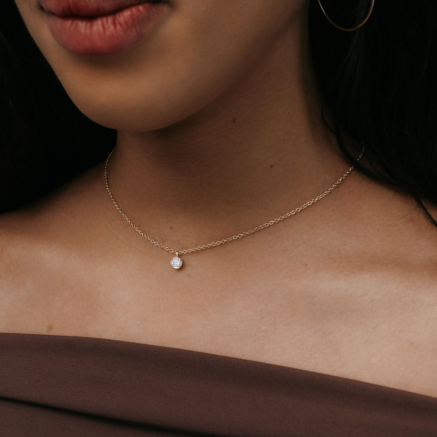 Bezel Set Solitaire Diamond Necklace