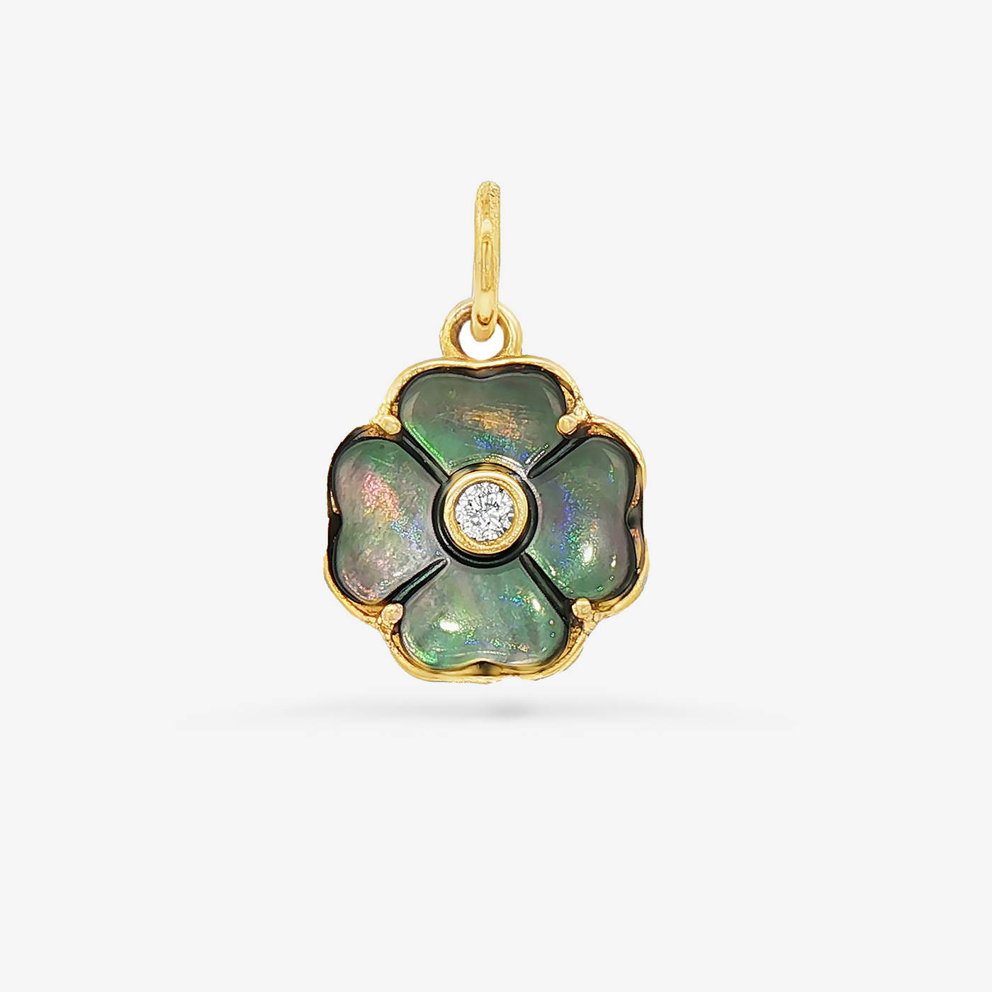 Black MOP & Diamond Flower Charm