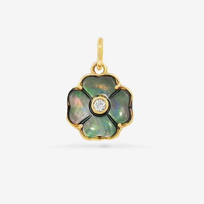 Black MOP & Diamond Flower Charm