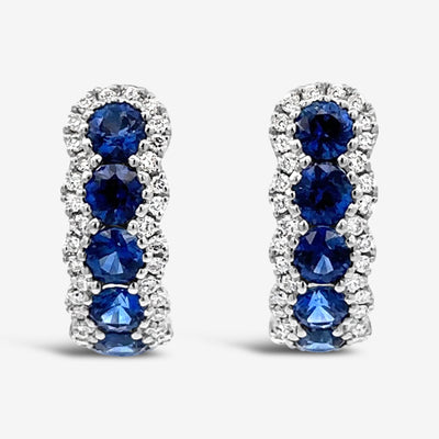white gold sapphire and diamond halo earrings