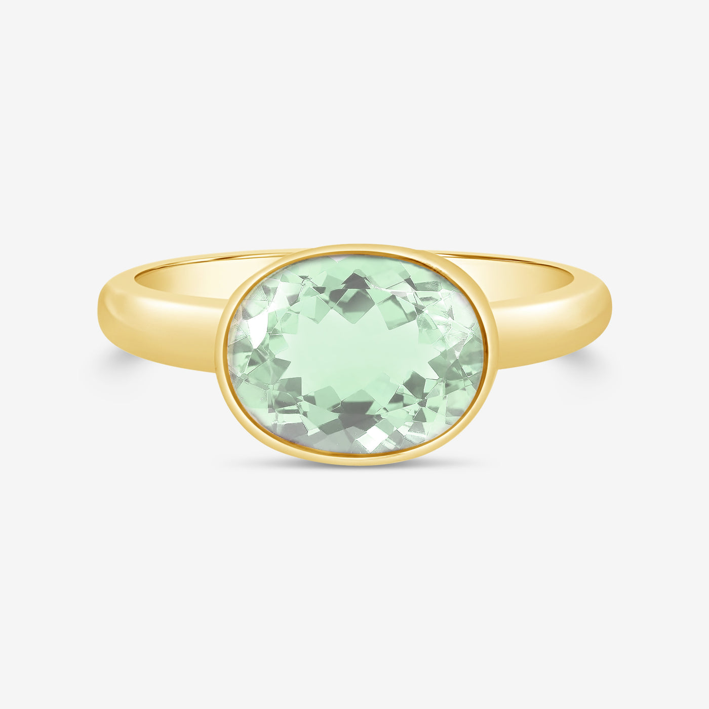 bezel set green amethyst ring