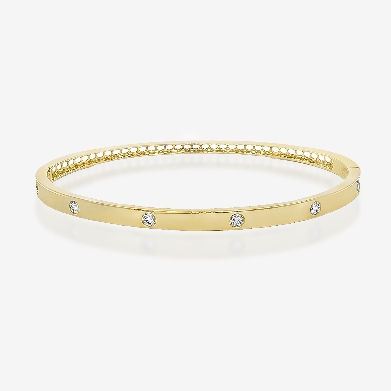 Burnished 6 Diamond Open Back Bangle Bracelet