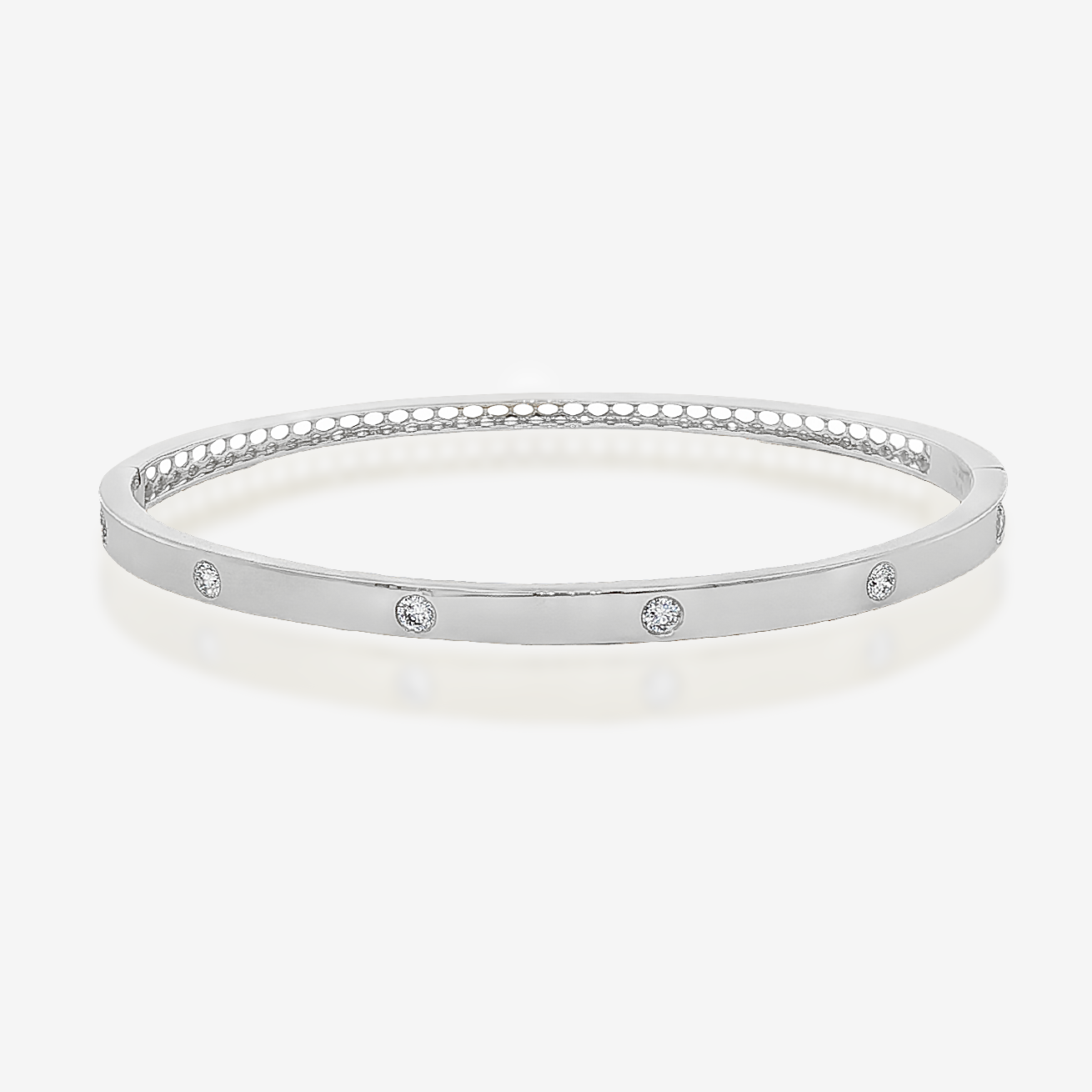 Burnished 6 Diamond Open Back Bangle Bracelet