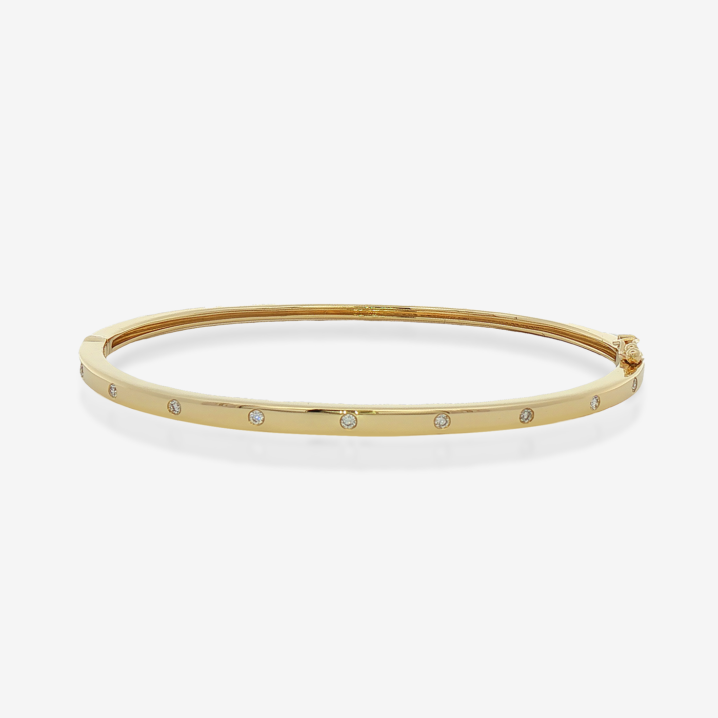 Burnished 9 Diamond 2mm Bangle Bracelet
