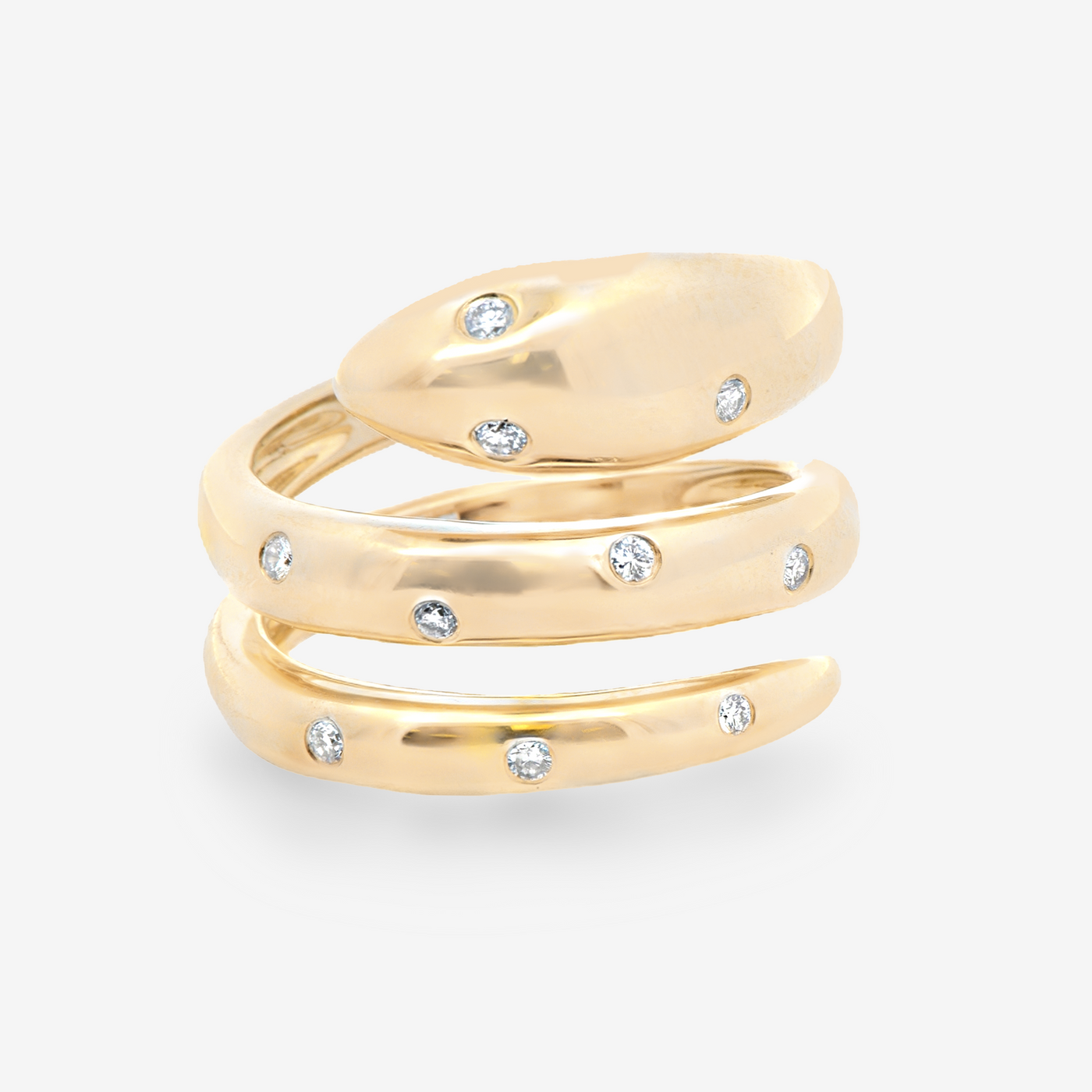Burnished Diamond Snake Wrap Ring