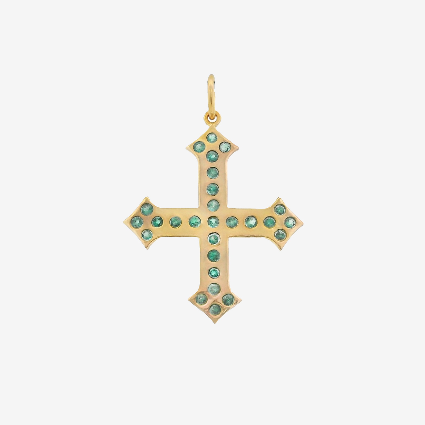 Burnished Emerald Cross Charm