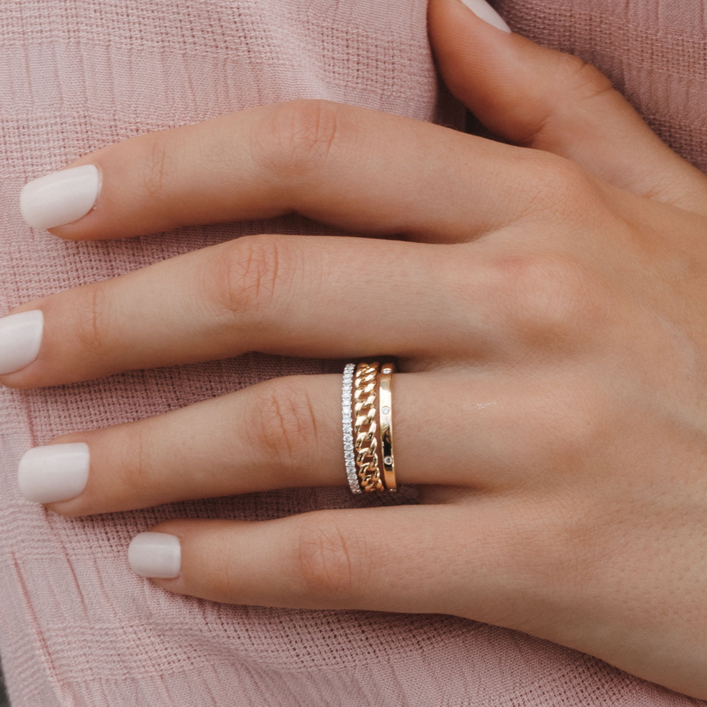 Triple Stack Rings Burnished & Prong Set Triple Stack Ring