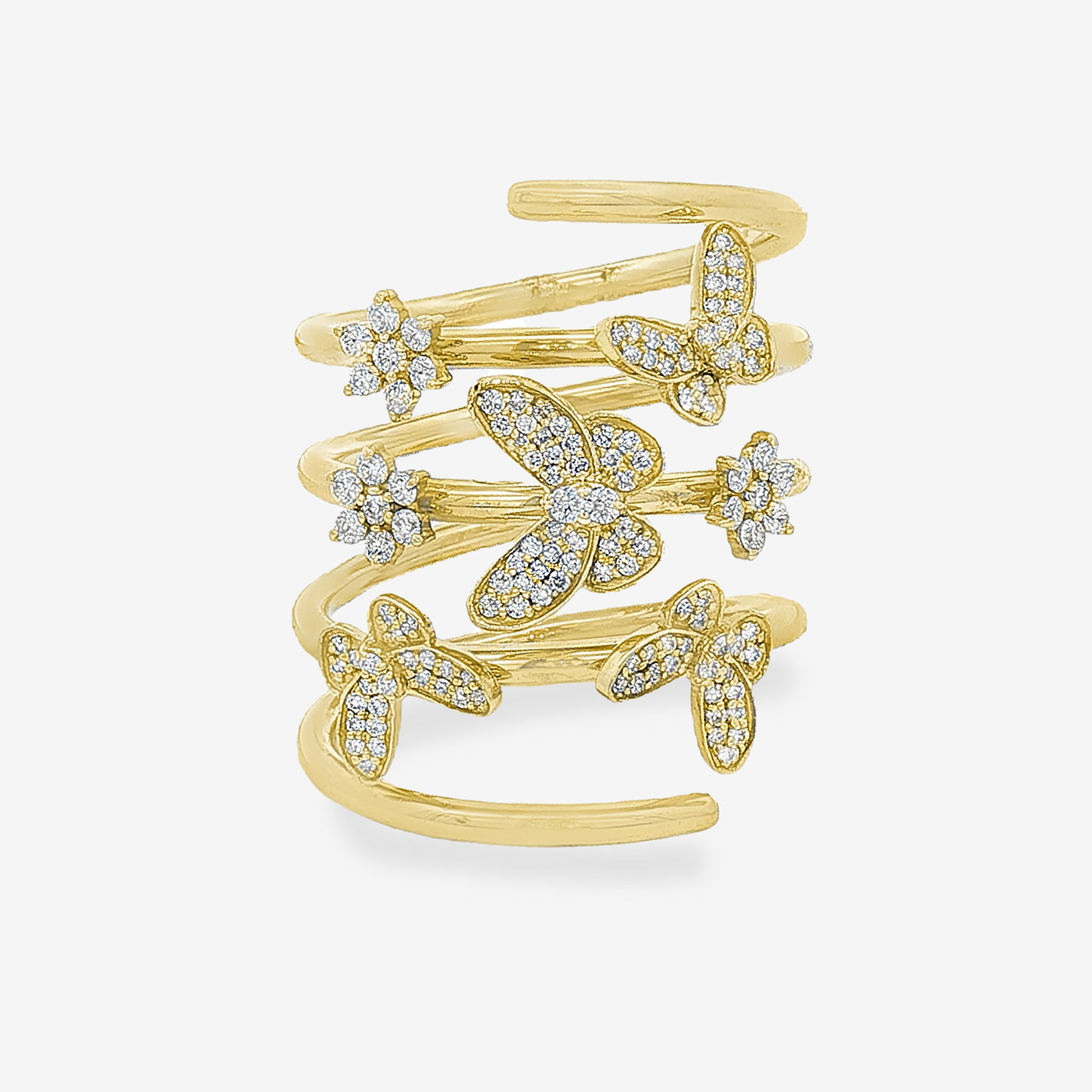 Butterfly Flower Diamond Wrap Ring
