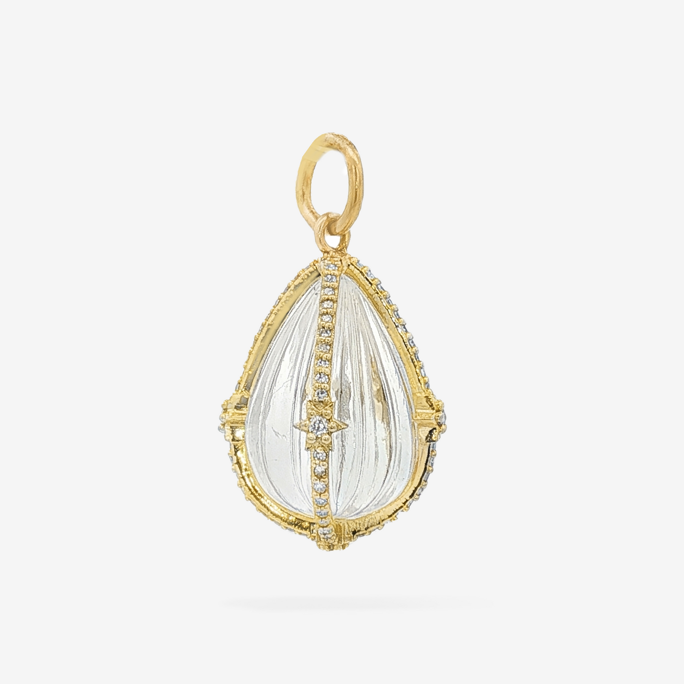 Carved Rock Crystal & Diamond Charm