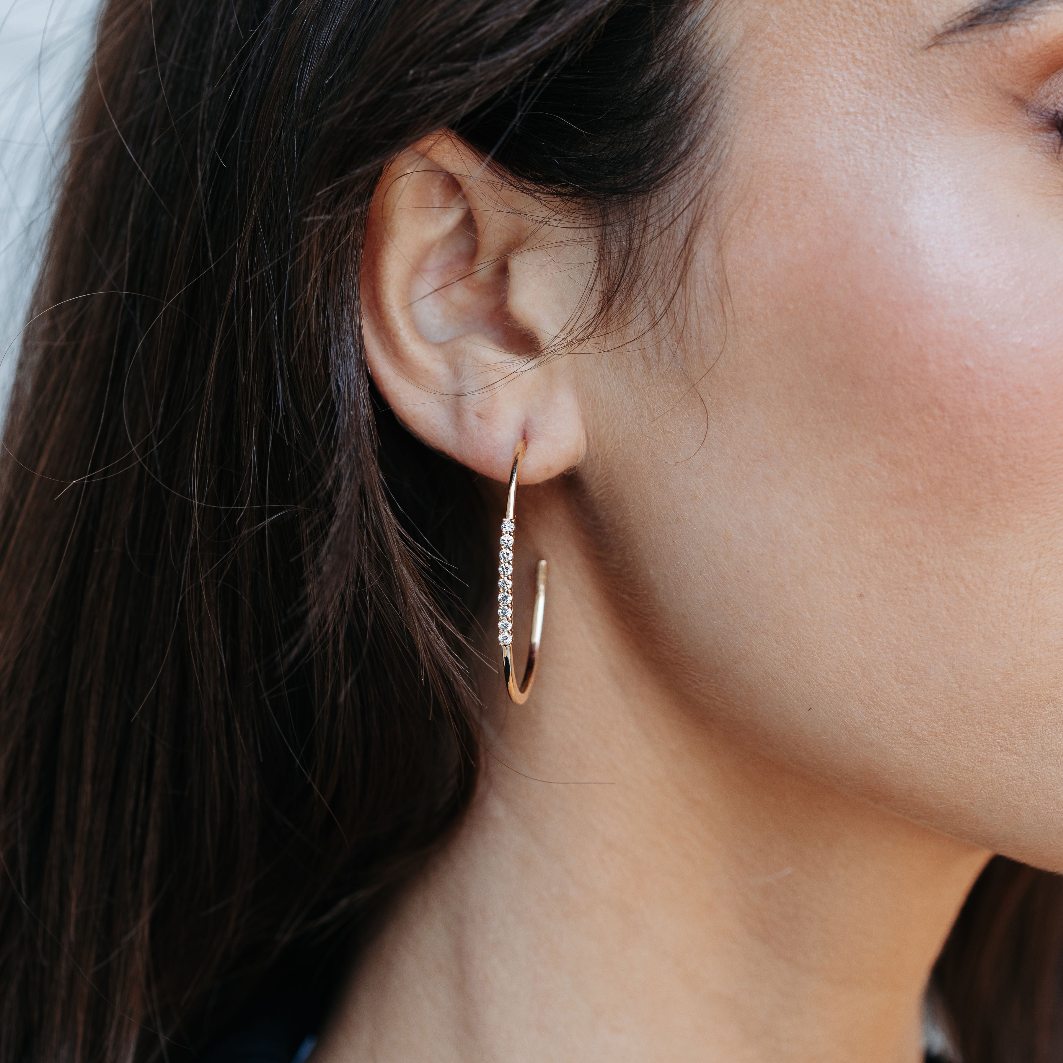 diamond bar j hoop earrings