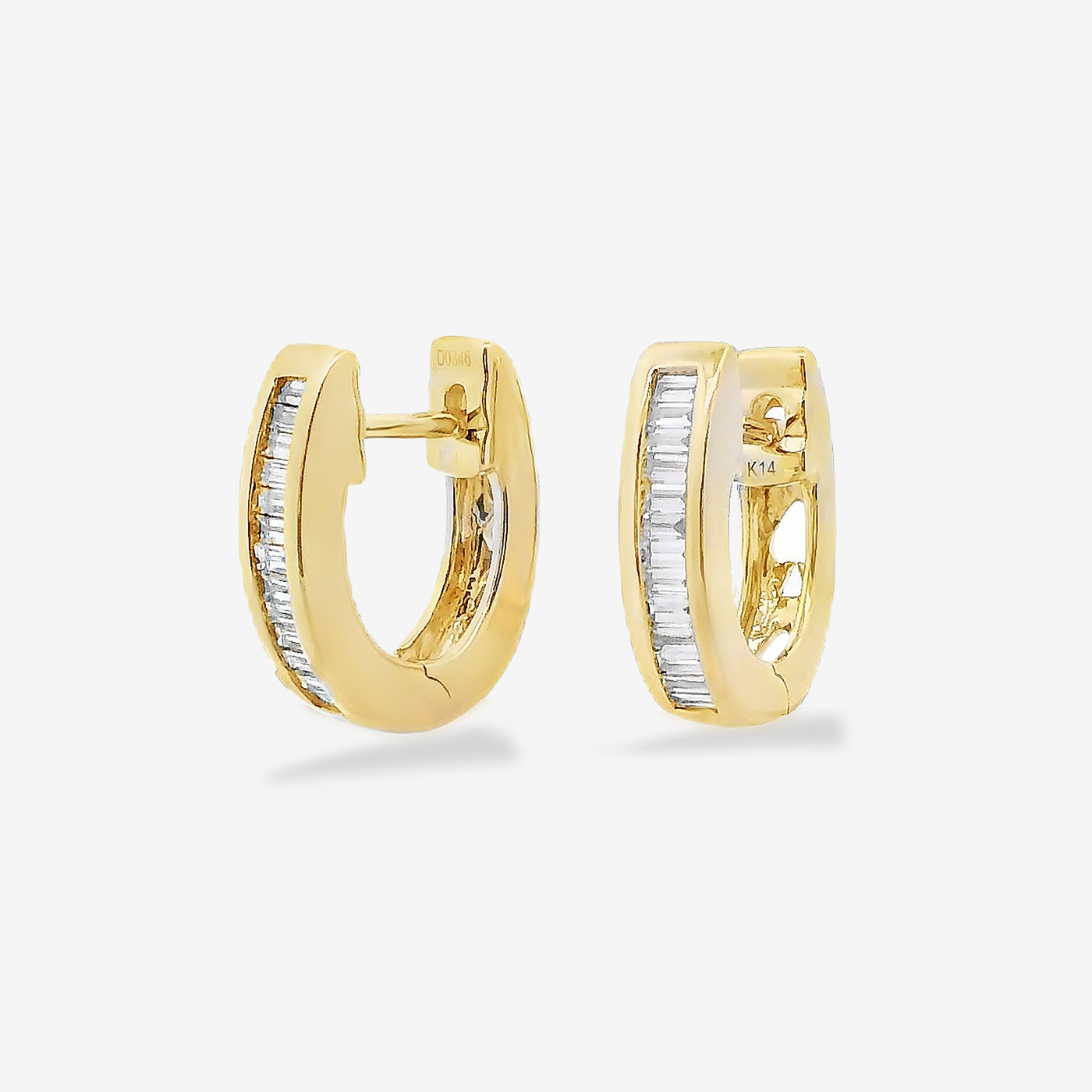 Channel Set 0.30CT Diamond U Hoop Huggie Earrings