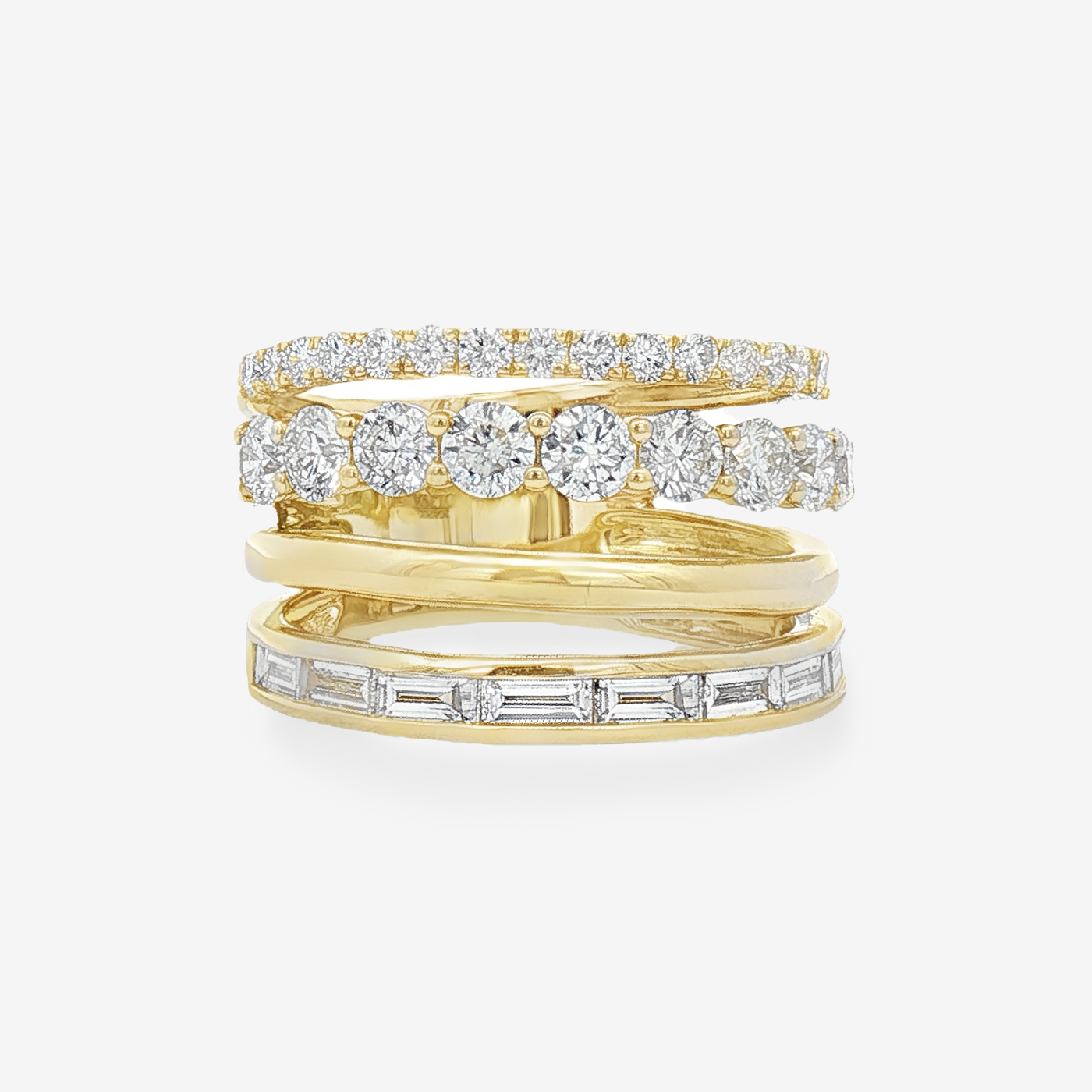 Channel & Prong 4 Row Diamond Ring
