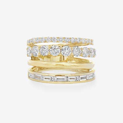 Channel & Prong 4 Row Diamond Ring