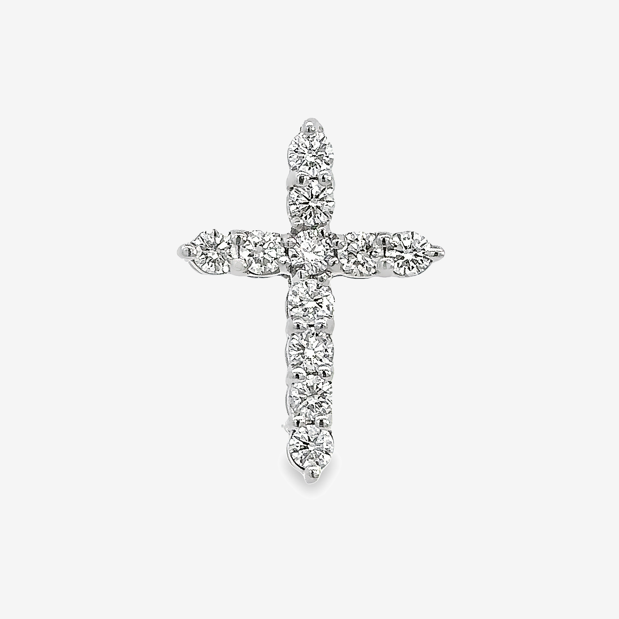 round diamond white gold cross pendant