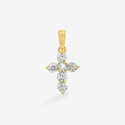 Classic Shared Prong 0.70CT Diamond Cross Pendant