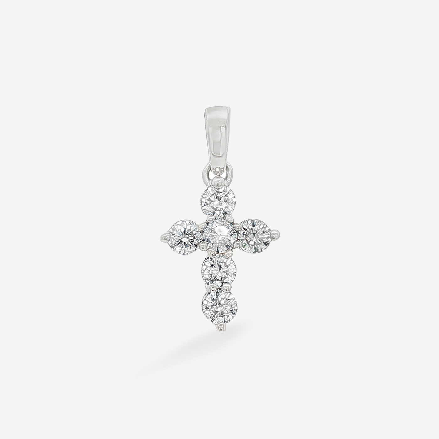 Classic Shared Prong 0.95CT Diamond Cross Pendant