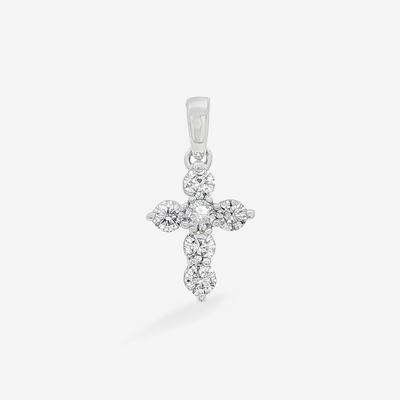Classic Shared Prong 0.95CT Diamond Cross Pendant