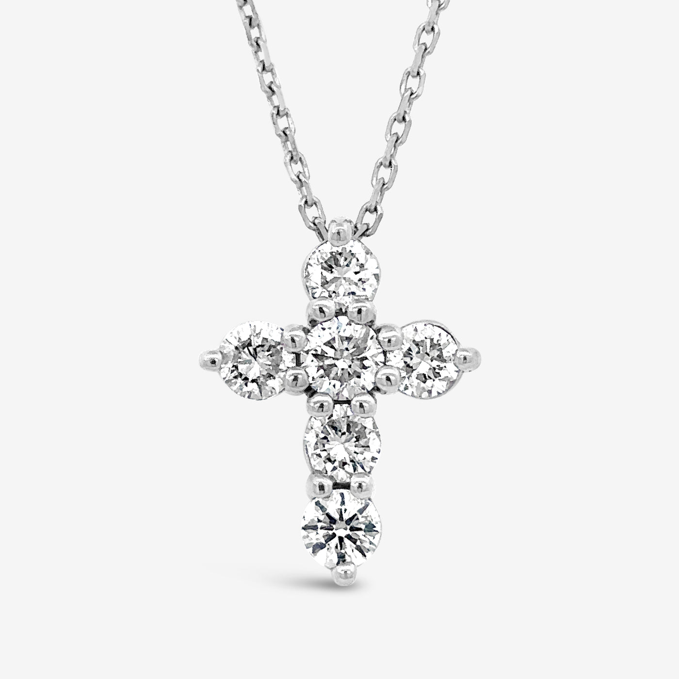 classic white gold diamond cross necklace