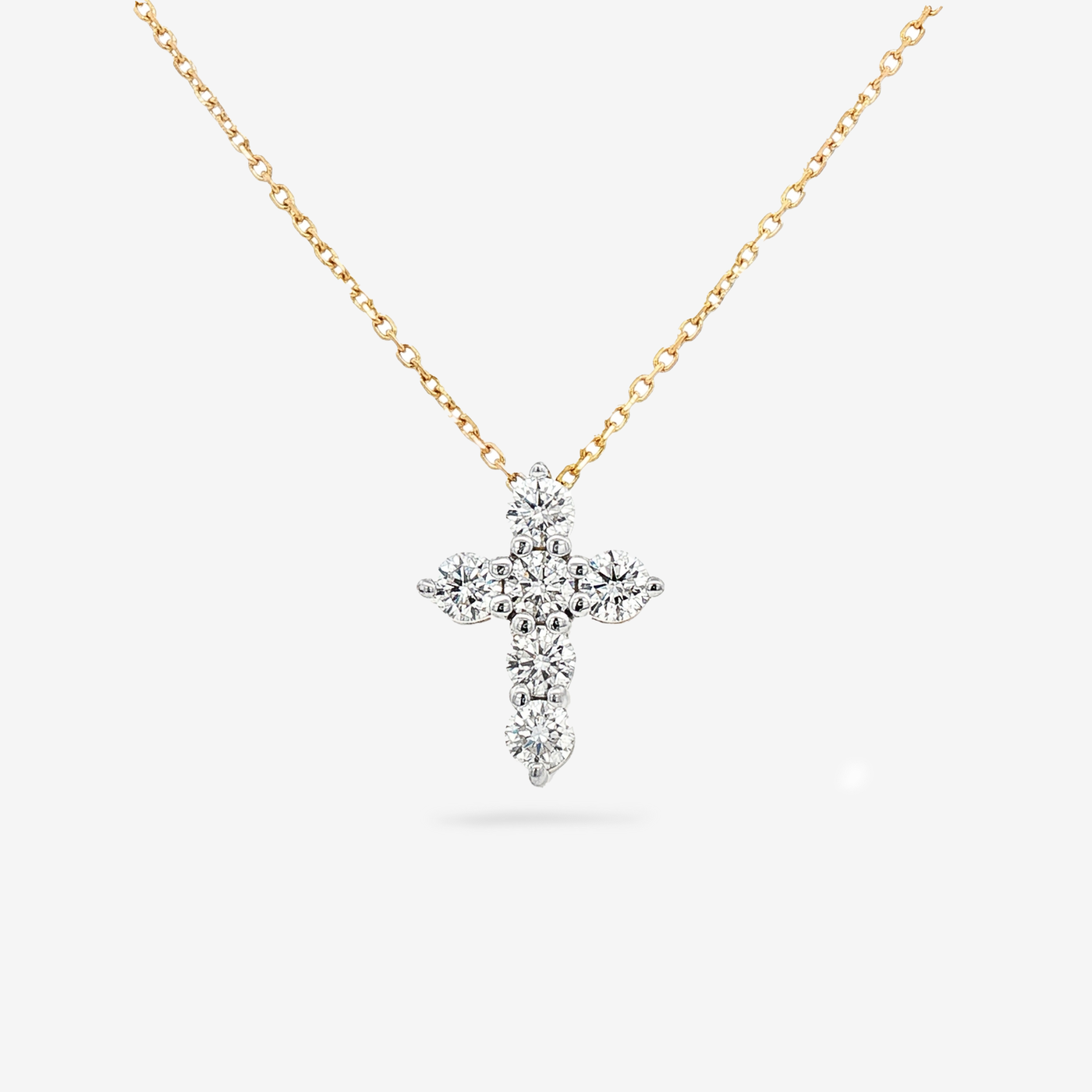 Classic Shared Prong 1.40ct Diamond Cross Necklace