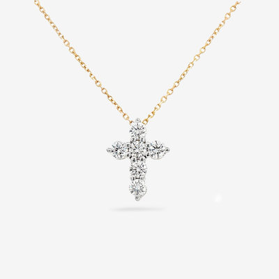 Classic Shared Prong 1.40ct Diamond Cross Necklace