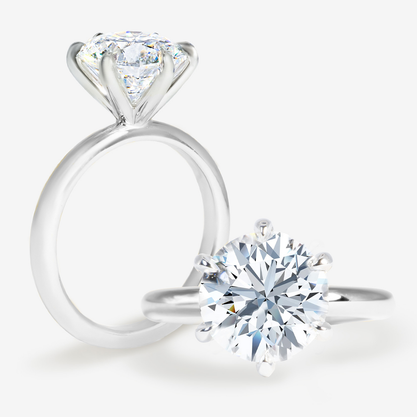 3.04ct Round Lab Grown Diamond Classic 6 Solitaire Engagement Ring