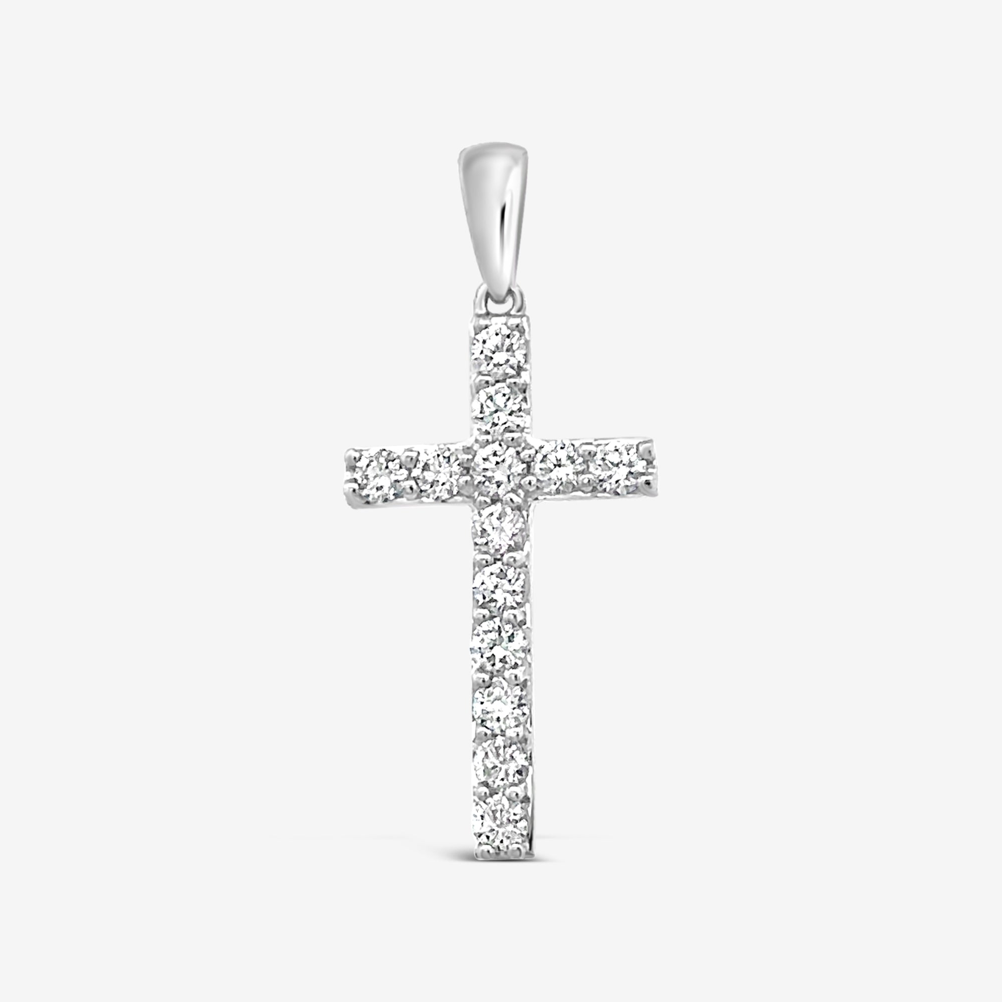 diamond and white gold cross pendant
