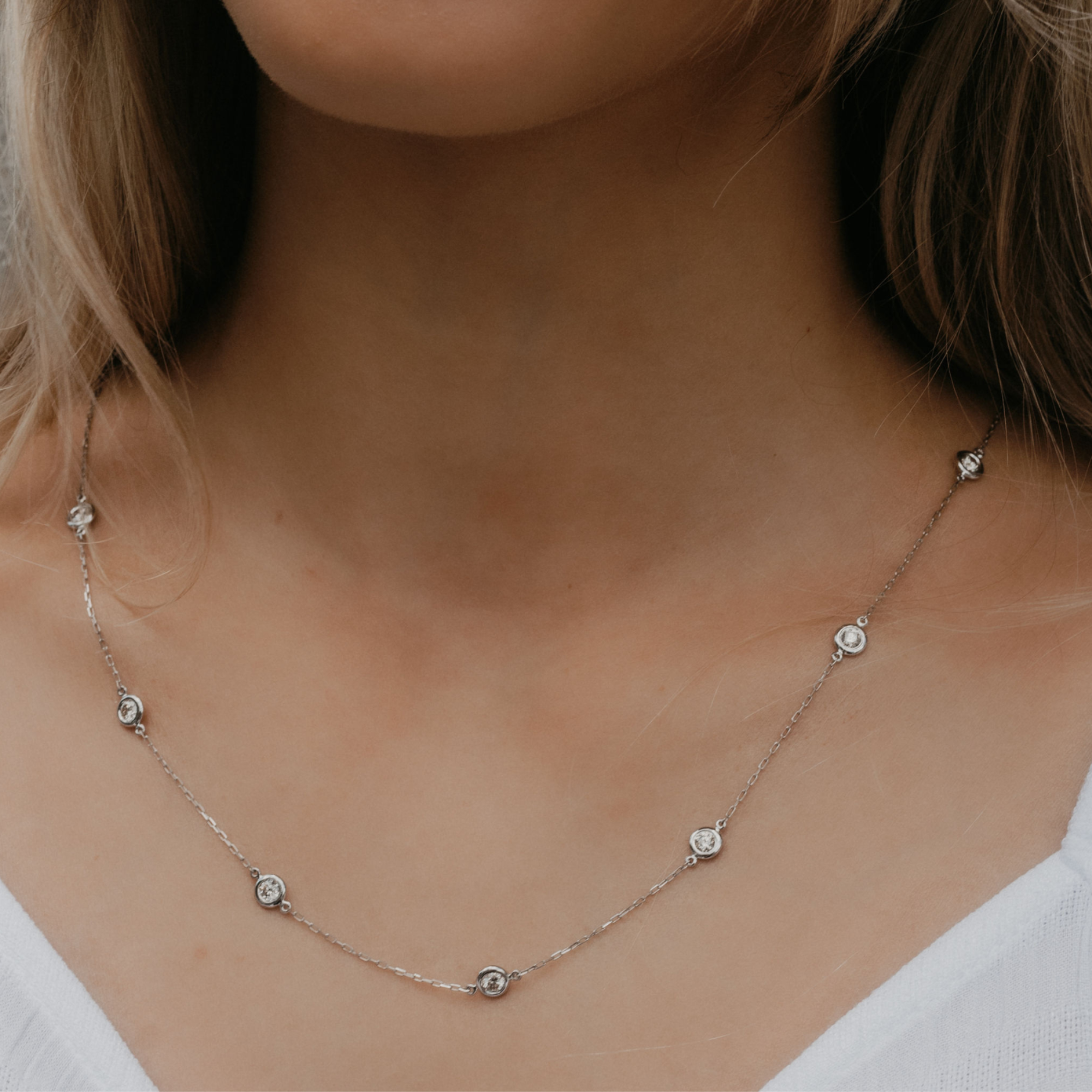 Bezel Set Diamond by the Yard 1.50ct Necklace