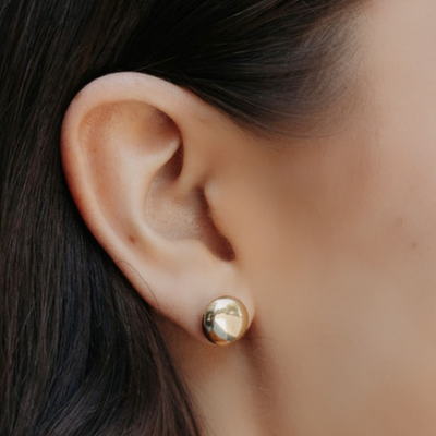 gold button stud earrings