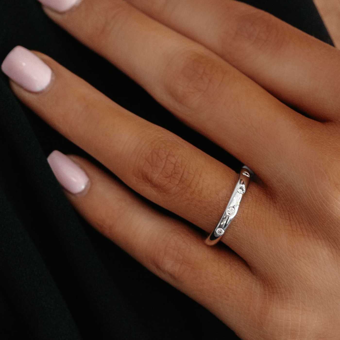 burnished diamond white gold ring
