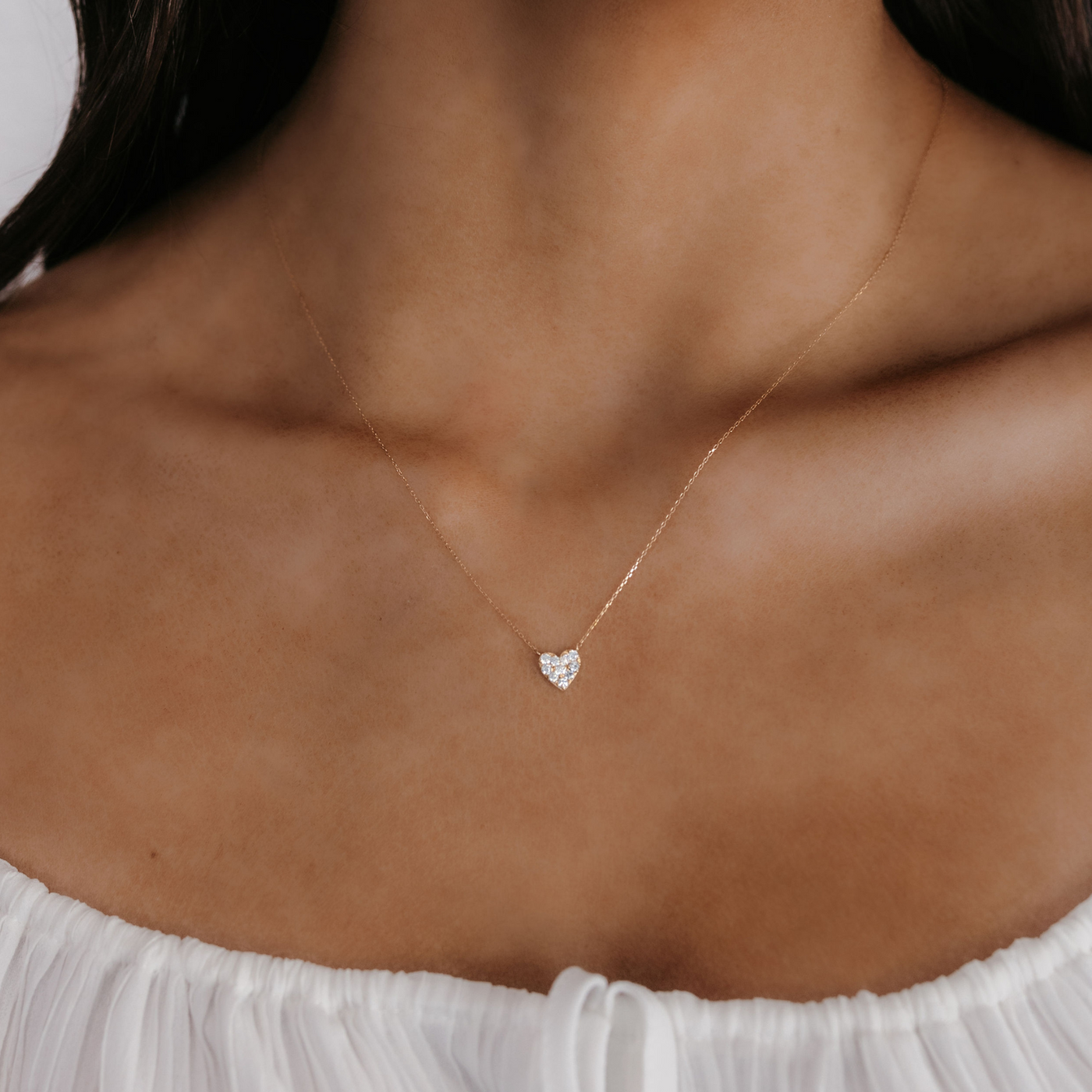 pave diamond heart necklace