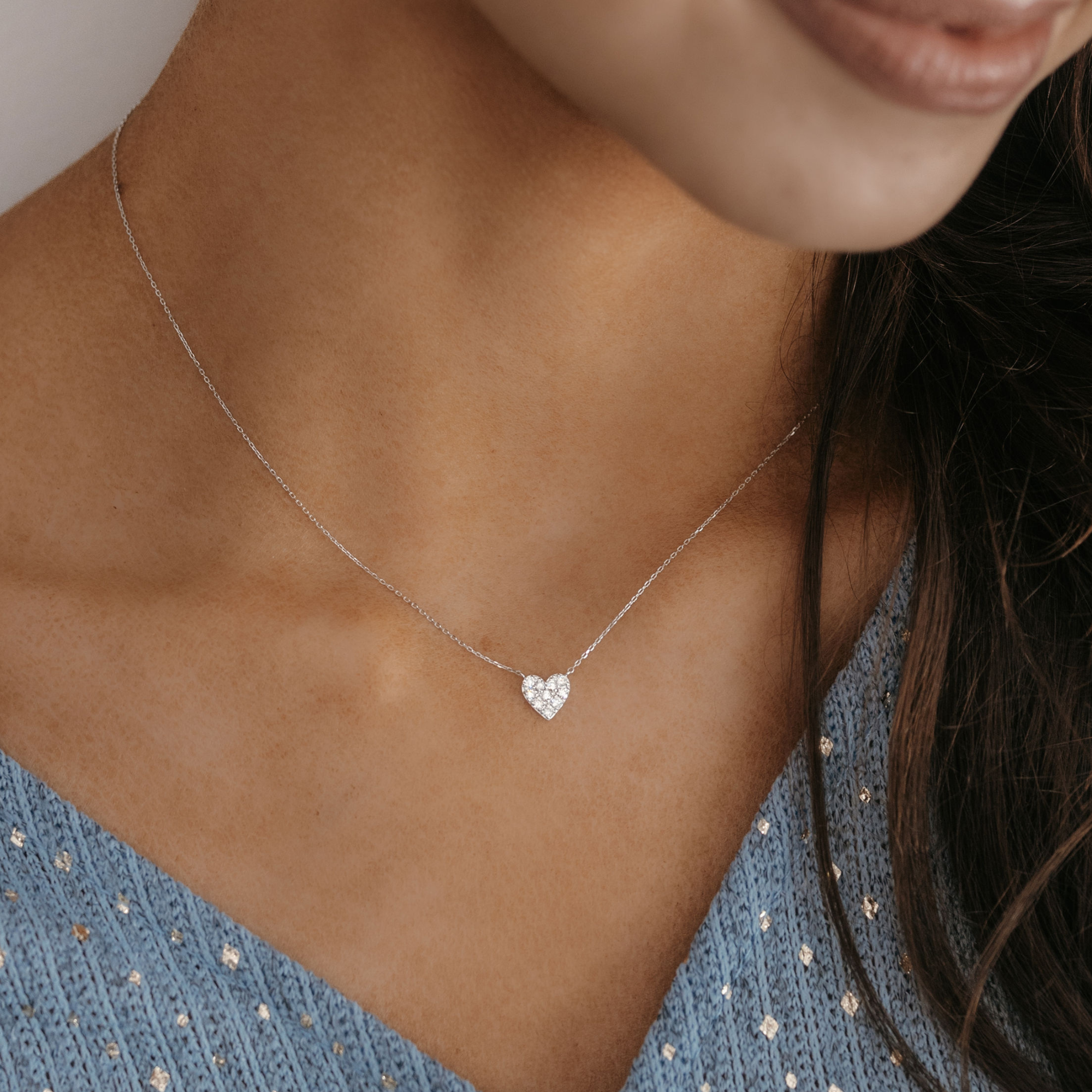 pave diamond heart necklace