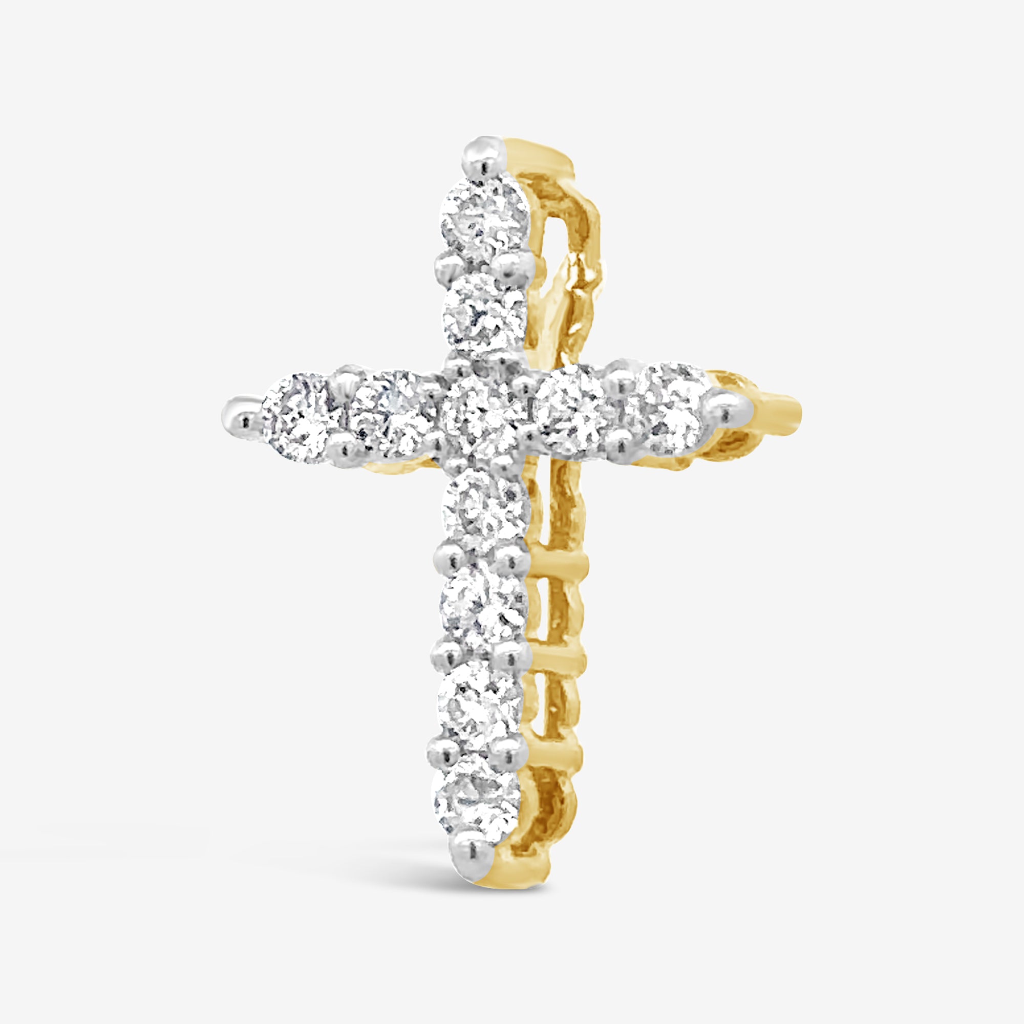 two tone gold diamond cross necklace