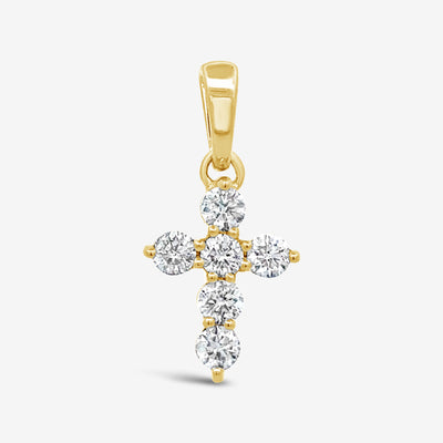 Classic Shared Prong 0.40CT Diamond Cross Pendant