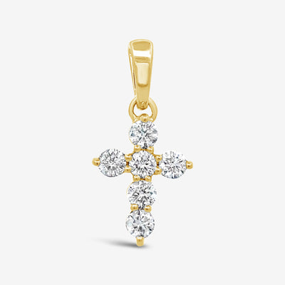 Classic Shared Prong 0.40CT Diamond Cross Necklace