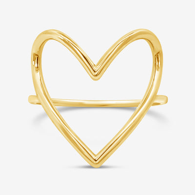 gold open heart ring