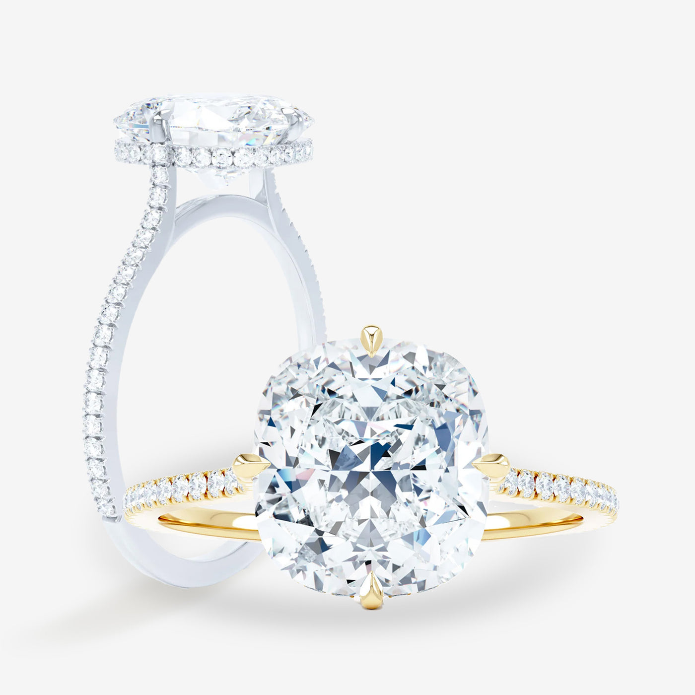 Compass Spirit Pave - Square Cushion Engagement Ring
