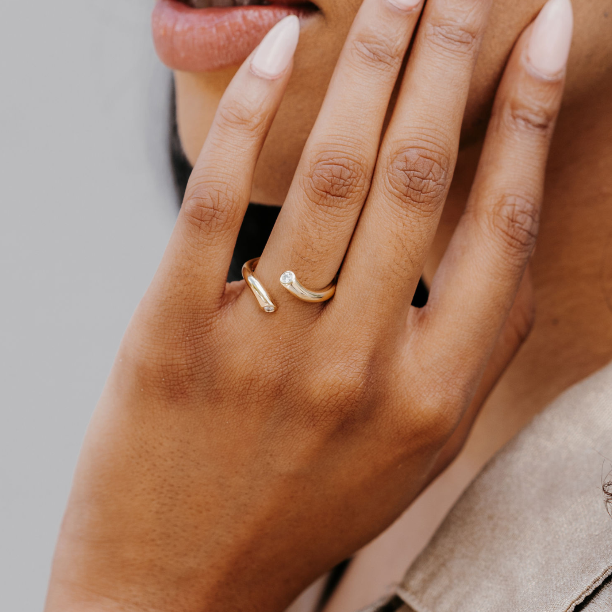 gold and diamond bypass ring