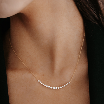 graduated diamond bar necklace