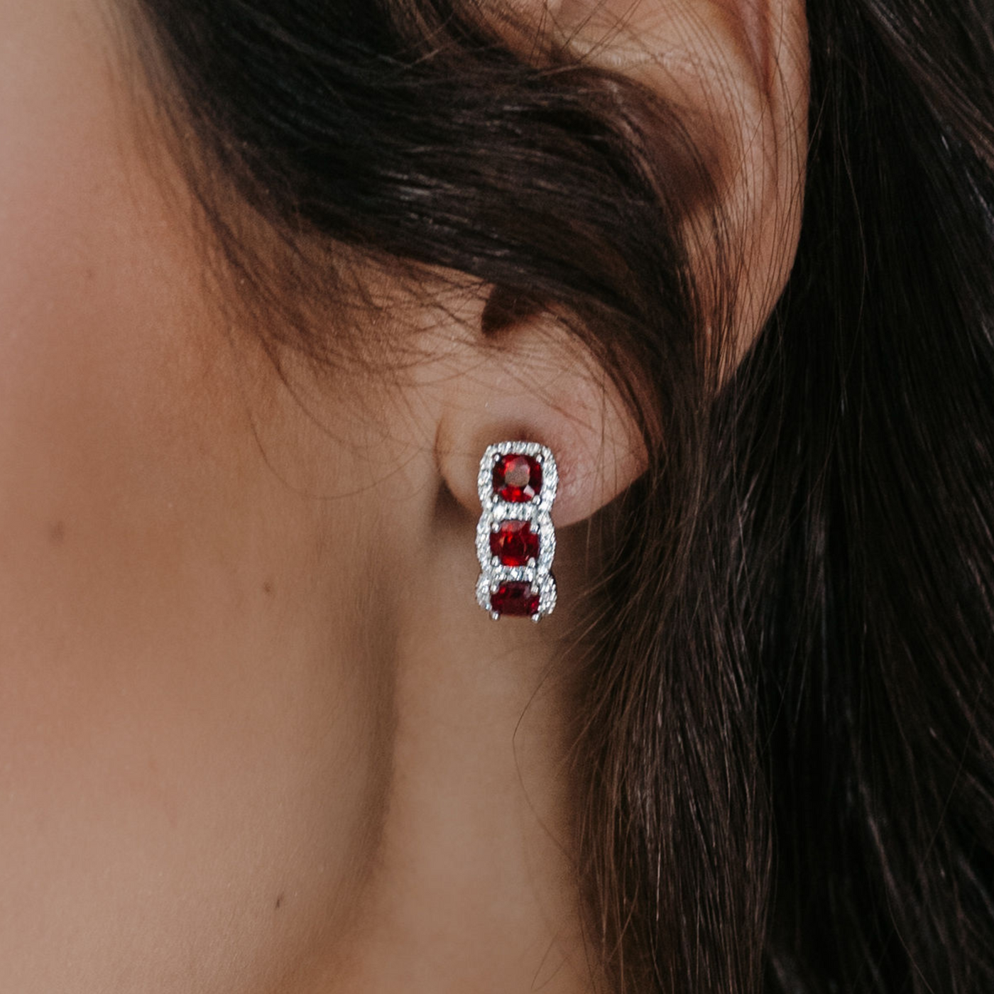 ruby and diamond halo earrings