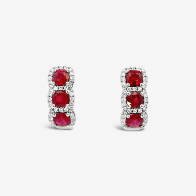 ruby and diamond halo earrings