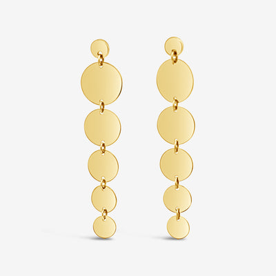 gold dangling disc earrings